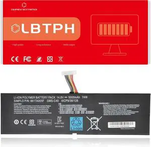 GMS-C40 Compatible Laptop Battery Replacement for Razer Blade Pro 2013 2015 17 RZ09-0099 RZ09-00991101 RZ09-00991102 RZ09-0117 RZ09-01171E11 Series 961TA005F 4ICP9/38/128 14.8V 74Wh GMS-C40 Compatible Laptop Battery Replacement for Razer Blade Pro 2013 2015 17 RZ09-0099 RZ09-00991101 RZ09-00991102 RZ09-0117 RZ09-01171E11 Series 961TA005F 4ICP9/38/128 14.8V 74Wh