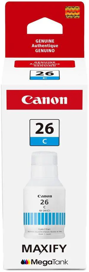 Canon GI-26 Genuine Pigment Cyan Ink Bottle, Compatible with MegaTank GX7120, GX6120, GX5120, GX6020, GX7020, GX6021, GX7021, GX5020, GX4020, and GX3020 Printers Canon GI-26 Genuine Pigment Cyan Ink Bottle, Compatible with MegaTank GX7120, GX6120, GX5120, GX6020, GX7020, GX6021, GX7021, GX5020, GX4020, and GX3020 Printers