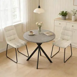 31.5" Round Dining Table and Chairs for 2, Mid Century Modern Round Table Set, Space Saving for Apartment Kitchen Dining Room Gray Table +Brown Chairs Gray Table +Beige Chairs 31.5" Round Dining Table and Chairs for 2, Mid Century Modern Round Table Set, Space Saving for Apartment Kitchen Dining Room Gray Table +Brown Chairs Gray Table +Beige Chairs
