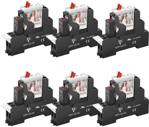 UL Listed 12A Electromagnetic Power Relay, Din Rail 5-Pin 110V/120V AC, 6Pcs UL Listed 12A Electromagnetic Power Relay, Din Rail 5-Pin 110V/120V AC, 6Pcs