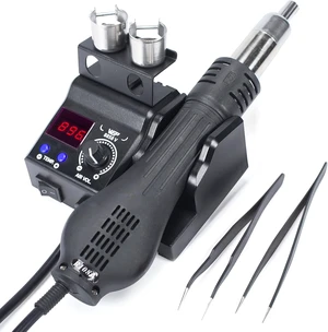 8858-V Hot Air Rework Station Kit Compact with Nozzle Holder, 3 Nozzles, 2 Tweezers, PID Control & °C/°F Conversion 8858-V Hot Air Rework Station Kit Compact with Nozzle Holder, 3 Nozzles, 2 Tweezers, PID Control & °C/°F Conversion