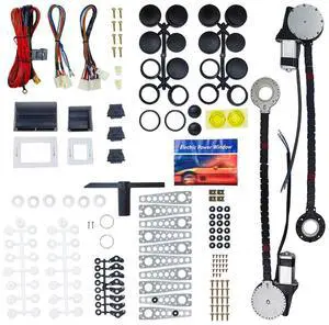 Universal Electric Power Window Lift Roll Up Regulator Conversion Kit w/Switches, Wiring & Mounting Hardware Universal Electric Power Window Lift Roll Up Regulator Conversion Kit w/Switches, Wiring & Mounting Hardware