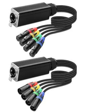 4 Channel Multi Snake 3Pin XLR to Ethercon-Compatible RJ45 Cat5/Cat6 Ethernet Breakout for Live Stage Audio, Sound, Lighting, Audio Recording Studio (1 Pair: Male&Female) - 2.6FT 4 Channel Multi Snake 3Pin XLR to Ethercon-Compatible RJ45 Cat5/Cat6 Ethernet Breakout for Live Stage Audio, Sound, Lighting, Audio Recording Studio (1 Pair: Male&Female) - 2.6FT