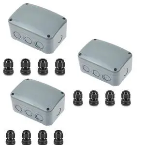 Outdoor Junction Box, IP66 3 Set Weatherproof Electrical Boxes with 20mm Cable Gland Kit, PVC/ABS Plastic Enclosure Box Universal Watertight 4.9 x 3.3 x 2.3 inch (125x86x62mm) Outdoor Junction Box, IP66 3 Set Weatherproof Electrical Boxes with 20mm Cable Gland Kit, PVC/ABS Plastic Enclosure Box Universal Watertight 4.9 x 3.3 x 2.3 inch (125x86x62mm)