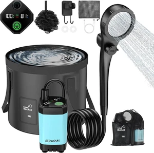 Portable Camping Shower, 6000mAh with LED Display, Camp Shower with 5 Gallons Collapsible Bucket, 3 Spray Modes for Hiking, Travel, Car, Pet Portable Camping Shower, 6000mAh with LED Display, Camp Shower with 5 Gallons Collapsible Bucket, 3 Spray Modes for Hiking, Travel, Car, Pet