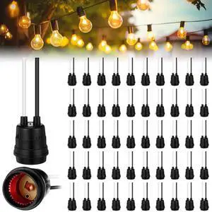 50 Pcs Black Pigtail Lamp Holder Light Sockets E26/ E27 Fully Sealed Waterproof Lamp Sockets 250v Temporary Light Bulbs Holder with Wire Cord for Outdoor Garden Patio DIY Illumination 50 Pcs Black Pigtail Lamp Holder Light Sockets E26/ E27 Fully Sealed Waterproof Lamp Sockets 250v Temporary Light Bulbs Holder with Wire Cord for Outdoor Garden Patio DIY Illumination
