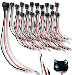 Molded 3-Prong Truck Trailer Light Pigtail Connector, 3-Wire for Stop/Turn/Tail/Reverse/Brake/Backup, 4" Round 12V, 10" Length (20x) Molded 3-Prong Truck Trailer Light Pigtail Connector, 3-Wire for Stop/Turn/Tail/Reverse/Brake/Backup, 4" Round 12V, 10" Length (20x)