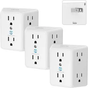 2 Prong to 3 Prong Outlet Adapter, 6 Outlet Widely Spaced Extender, 2 to 3 Prong Adapter, Polarized Plug, 1875W Wall Charger Surge Protector, Mountable Wall Tap for Non Grounded Outlets,3 Pack 2 Prong to 3 Prong Outlet Adapter, 6 Outlet Widely Spaced Extender, 2 to 3 Prong Adapter, Polarized Plug, 1875W Wall Charger Surge Protector, Mountable Wall Tap for Non Grounded Outlets,3 Pack