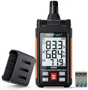 HT607 Temperature Humidity Meter - Large LCD Backlight with Cover Protector HT607 Temperature Humidity Meter - Large LCD Backlight with Cover Protector