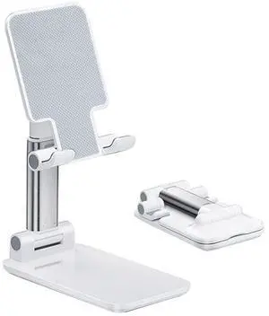 SOEWIOU Cell Phone Stand, Angle Height Adjustable Cell Phone Holder with Silicon Pad for Desk Fully Forldable Mobile Phone Holder Compatible with All Mobile Phones, MT-6, (White) SOEWIOU Cell Phone Stand, Angle Height Adjustable Cell Phone Holder with Silicon Pad for Desk Fully Forldable Mobile Phone Holder Compatible with All Mobile Phones, MT-6, (White)