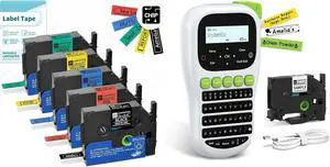 H1100 Label Maker Machine with Tapes, Handheld Labeler with Backlit LCD, 6PK Classic Color Laminated Tapes, 0.47'' 12mm, White/Black/Red/Yellow/Green/Blue H1100 Label Maker Machine with Tapes, Handheld Labeler with Backlit LCD, 6PK Classic Color Laminated Tapes, 0.47'' 12mm, White/Black/Red/Yellow/Green/Blue