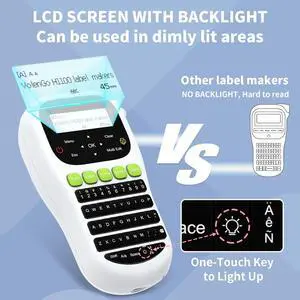 Label Maker Machine with 6 Tapes, H1100 Label Maker Handheld Labeler with Backlit LCD One-Touch Key, 3B21Z Label Maker Tape 12mm 0.47 Laminated Black on White TZ Tapes Label Maker Machine with 6 Tapes, H1100 Label Maker Handheld Labeler with Backlit LCD One-Touch Key, 3B21Z Label Maker Tape 12mm 0.47 Laminated Black on White TZ Tapes