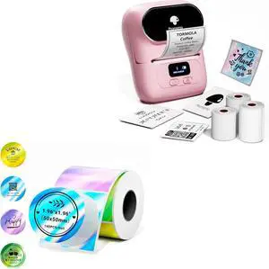 Phomemo M110 Label Maker with 3 Rolls White Label and 2 Inch Circle Thermal Labels,Holographic Thermal Stickers Phomemo M110 Label Maker with 3 Rolls White Label and 2 Inch Circle Thermal Labels,Holographic Thermal Stickers