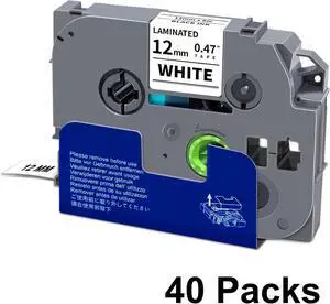Unismar 40-Pack Compatible for Brother Black on White 12mm Label Tape Unismar 40-Pack Compatible for Brother Black on White 12mm Label Tape