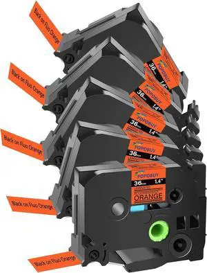 36mm 1.4 Laminated Orange Tape Compatible for Brother P-Touch TZB61 TZ-B61 TZe-B61 TZeB61 Black on Orange 1-1/2'' Label Tape for PT530 PT550 PT3600 PTP900W Label Maker, 5 Pack 36mm 1.4 Laminated Orange Tape Compatible for Brother P-Touch TZB61 TZ-B61 TZe-B61 TZeB61 Black on Orange 1-1/2'' Label Tape for PT530 PT550 PT3600 PTP900W Label Maker, 5 Pack
