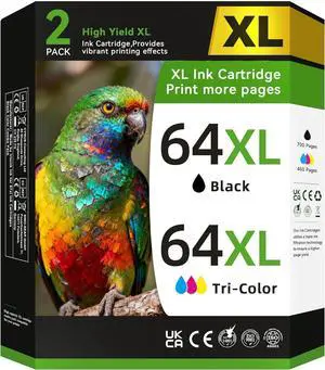 64 Ink Cartridges Black/Color Combo Pack Compatible for HP Ink 64 64XL Black and Color Ink Cartridge for Printers Fit for HP Envy Inspire 7955e 7900e 7255e 7220e Envy Photo 7855 7155 7858 Tango X Ink 64 Ink Cartridges Black/Color Combo Pack Compatible for HP Ink 64 64XL Black and Color Ink Cartridge for Printers Fit for HP Envy Inspire 7955e 7900e 7255e 7220e Envy Photo 7855 7155 7858 Tango X Ink
