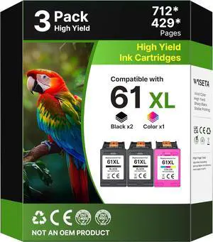 61XL Ink Cartridges Black and Color Replacement for HP Ink 61 XL Combo Pack 61XL Ink Cartridges Black and Color Replacement for HP Ink 61 XL Combo Pack