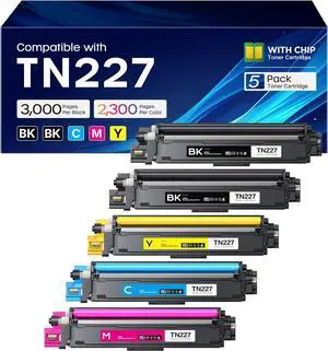 TN227 TN-227BK/C/M/Y Toner Cartridges Replacement for Brother TN227 5 Pack TN227 TN-227BK/C/M/Y Toner Cartridges Replacement for Brother TN227 5 Pack
