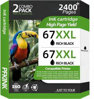 67XXL Black Ink Cartridge Replacement for HP Deskjet 4100 4100e 4152e 4155 4155e Envy 6000 6055e 6055 6400 6458 6458e 6452 6455e Printers (2 Black) 67XXL Black Ink Cartridge Replacement for HP Deskjet 4100 4100e 4152e 4155 4155e Envy 6000 6055e 6055 6400 6458 6458e 6452 6455e Printers (2 Black)