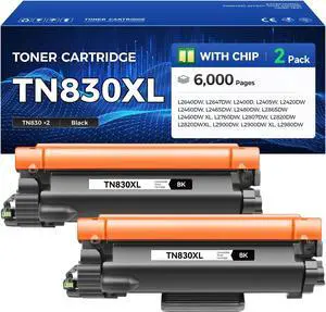 TN830XL Toner Cartridge High Yield Black 2-Pack Replacement for Brother TN830XL TN830 XL Compatible for HL-L2460DW HL-L2405W HL-L2480DW MFC-L2820DW DCP-L2640DW MFC-L2900DW HL-L2400D Laser Printer Ink TN830XL Toner Cartridge High Yield Black 2-Pack Replacement for Brother TN830XL TN830 XL Compatible for HL-L2460DW HL-L2405W HL-L2480DW MFC-L2820DW DCP-L2640DW MFC-L2900DW HL-L2400D Laser Printer Ink