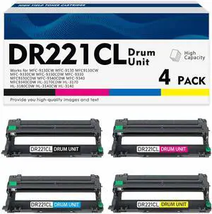 Drum Unit Replacement for Brother DR221CL DR-221CL for MFC-9130CW MFC-9330CW MFC-9330CDW MFC-9340CDW HL-3170CDW HL-3180CDW HL-3140CW DCP-9020CDN Printer (NOT Toner) (Black Cyan Yellow Magenta) Drum Unit Replacement for Brother DR221CL DR-221CL for MFC-9130CW MFC-9330CW MFC-9330CDW MFC-9340CDW HL-3170CDW HL-3180CDW HL-3140CW DCP-9020CDN Printer (NOT Toner) (Black Cyan Yellow Magenta)