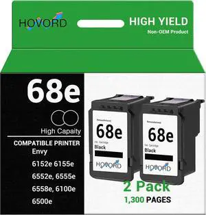 Ink Cartridge 68E Replacement for HP 68e High Capacity 68 Black Work with Envy 6152e 6155e 6552e 6555e 6558e Printer 6100e 6500e Printer 2-Pack Ink Cartridge 68E Replacement for HP 68e High Capacity 68 Black Work with Envy 6152e 6155e 6552e 6555e 6558e Printer 6100e 6500e Printer 2-Pack