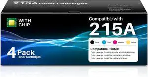 Compatible 215A Toner Cartridges (with Chip) Replacement Compatible for HP 215A W2310A Toner Use with Color Laseret Pro MFP M182nw M155nw M183fw M155dw M183fdw Series Printer (4 Pack) Compatible 215A Toner Cartridges (with Chip) Replacement Compatible for HP 215A W2310A Toner Use with Color Laseret Pro MFP M182nw M155nw M183fw M155dw M183fdw Series Printer (4 Pack)