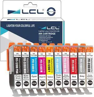 LCL PFI5100 PFI-5100 Ink Cartridges High Capacity Replacement for Canon PRO 310 PFI 5100 Ink Cartridge Compatible with Canon imagePROGRAF PRO-310 Printer (10-Pack MBK/PBK/GY/PC/PM/CO/C/M/Y/R) LCL PFI5100 PFI-5100 Ink Cartridges High Capacity Replacement for Canon PRO 310 PFI 5100 Ink Cartridge Compatible with Canon imagePROGRAF PRO-310 Printer (10-Pack MBK/PBK/GY/PC/PM/CO/C/M/Y/R)