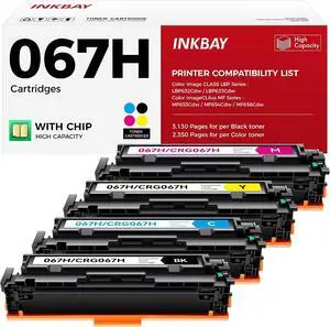 067H 067 Toner Cartridge Set 4-Pack MF656Cdw MF654Cdw High Yield Replacement for Canon 067 067H Compatible for Color imageCLASS LBP632Cdw LBP633Cdw MF652Cdw MF653Cdw Printer Black Cyan Magenta Yellow 067H 067 Toner Cartridge Set 4-Pack MF656Cdw MF654Cdw High Yield Replacement for Canon 067 067H Compatible for Color imageCLASS LBP632Cdw LBP633Cdw MF652Cdw MF653Cdw Printer Black Cyan Magenta Yellow