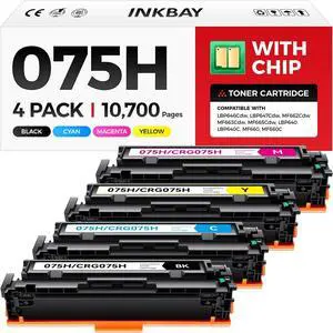 075H Toner Cartridge Set 4-Pack with Chip High Capacity Replacement for Canon 075 075H Toner Compatible with Canon Color imageCLASS LBP646Cdw MF662Cdw MF664Cdw MF665Cdw LBP647Cdw LBP640 MF660 Printer 075H Toner Cartridge Set 4-Pack with Chip High Capacity Replacement for Canon 075 075H Toner Compatible with Canon Color imageCLASS LBP646Cdw MF662Cdw MF664Cdw MF665Cdw LBP647Cdw LBP640 MF660 Printer