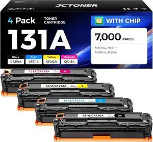 131A Toner Cartridge 4-Pack High Yield Replacement for HP 131A CF210X CF211A CF212A CF213A 131X Compatible for HP LaserJet Pro 200 color MFP M276nw M276n M251nw M251n Printer Black Cyan Yellow Magenta 131A Toner Cartridge 4-Pack High Yield Replacement for HP 131A CF210X CF211A CF212A CF213A 131X Compatible for HP LaserJet Pro 200 color MFP M276nw M276n M251nw M251n Printer Black Cyan Yellow Magenta