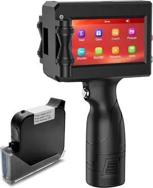 Handheld Inkjet Printer Printing Height Max 1 Inch, Batch Code Printer with 42ML Quick-Drying Ink Cartridge for Text/Barcode/Date/Number, 1" Handheld Printer for Many Surface Metal Cardboard Handheld Inkjet Printer Printing Height Max 1 Inch, Batch Code Printer with 42ML Quick-Drying Ink Cartridge for Text/Barcode/Date/Number, 1" Handheld Printer for Many Surface Metal Cardboard