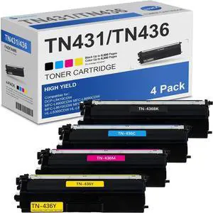 TN-436 TN436 High Yield Toner Cartridges (4 Pack, BK/C/M/Y) - Compatible TN 436 Toner Cartridge Replacement for Brother TN436 MFC-L8900CDW L8690CDW L8610CDW HL-L8360CDW L8260CDW DCP-L8410CDW Printer TN-436 TN436 High Yield Toner Cartridges (4 Pack, BK/C/M/Y) - Compatible TN 436 Toner Cartridge Replacement for Brother TN436 MFC-L8900CDW L8690CDW L8610CDW HL-L8360CDW L8260CDW DCP-L8410CDW Printer