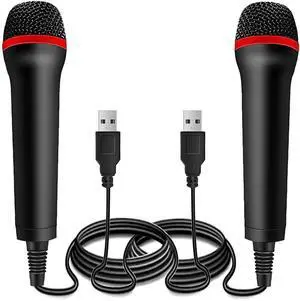 2Pack 13ft Wired USB Microphone for Rock Band, Guitar Hero, Let's Sing - Compatible with PS2, PS3, PS4, PS5, Switch, Wii, Wii U, Microsoft Xbox 360, Xbox One and PC 2Pack 13ft Wired USB Microphone for Rock Band, Guitar Hero, Let's Sing - Compatible with PS2, PS3, PS4, PS5, Switch, Wii, Wii U, Microsoft Xbox 360, Xbox One and PC