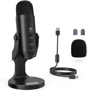 Podcast Microphone for PC, Noise Cancellation USB Mic with Gain, Volume Adjustment & Mute Button, Monitoring & Echo, for YouTube, TikTok, Podcasting, Streaming, iPhone, iPad, Android, Mac Podcast Microphone for PC, Noise Cancellation USB Mic with Gain, Volume Adjustment & Mute Button, Monitoring & Echo, for YouTube, TikTok, Podcasting, Streaming, iPhone, iPad, Android, Mac
