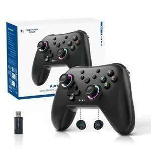 Aurora II 2.4G Wireless Bluetooth Controller for PC/Android/Switch/iOS/Switch 2/Steam Deck with Rotary Motors, RGB Hall Effect Joysticks - Upgraded PC Gaming Controller and Back Buttons Lock Aurora II 2.4G Wireless Bluetooth Controller for PC/Android/Switch/iOS/Switch 2/Steam Deck with Rotary Motors, RGB Hall Effect Joysticks - Upgraded PC Gaming Controller and Back Buttons Lock
