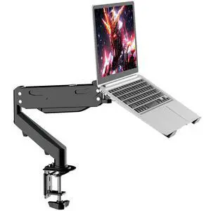 2 in 1 Laptop Desk Mount with Gas Spring Arm | Monitor Laptop Stand for 12-17" Notebook and 13-32" Computer Screen,Full Motion with Vented Tray, Holds 22lbs 2 in 1 Laptop Desk Mount with Gas Spring Arm | Monitor Laptop Stand for 12-17" Notebook and 13-32" Computer Screen,Full Motion with Vented Tray, Holds 22lbs