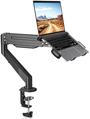 Laptop Desk Mount,Fully Adjustable Monitor and Laptop Mount Stand for 13-18 Inch Notebook and 17-35 inch Monitor Screen,Holds 24.25lbs with Vented Tray Laptop Desk Mount,Fully Adjustable Monitor and Laptop Mount Stand for 13-18 Inch Notebook and 17-35 inch Monitor Screen,Holds 24.25lbs with Vented Tray