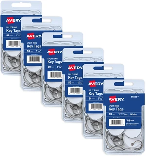 Avery® Metal Rim Key Tags, 1.25" Diameter, 300 White Tags Avery® Metal Rim Key Tags, 1.25" Diameter, 300 White Tags