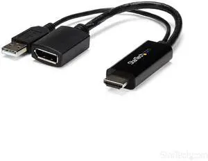 4K 30Hz HDMI to DisplayPort Video Adapter w/ USB Power - 6 in - HDMI 1.4 (Male) to DP 1.2 (Female) Active Monitor Converter (HD2DP), Black 4K 30Hz HDMI to DisplayPort Video Adapter w/ USB Power - 6 in - HDMI 1.4 (Male) to DP 1.2 (Female) Active Monitor Converter (HD2DP), Black