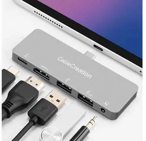 USB C Hub Adapter for iPad Pro, CableCreation 5 in 1 USB-C Hub with 4K 60Hz HDMI HDR, 2 USB 3.0, 3.5mm Audio and 100W PD, Aluminum USB-C Dock Adapter for New iPad Pro, iPad Air, MacBook Pro and More USB C Hub Adapter for iPad Pro, CableCreation 5 in 1 USB-C Hub with 4K 60Hz HDMI HDR, 2 USB 3.0, 3.5mm Audio and 100W PD, Aluminum USB-C Dock Adapter for New iPad Pro, iPad Air, MacBook Pro and More