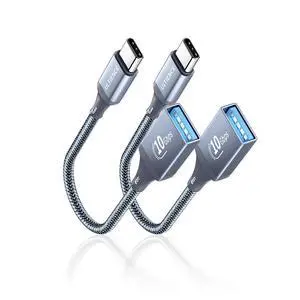 USB C to USB Adapter 2 Pack: USB Female to USB C Male OTG Cable - 10Gbps SuperSpeed Data Transfer for MacBook Pro/iPad Air, iPhone 17 16 15 Pro Max (0.59ft, Grey) USB C to USB Adapter 2 Pack: USB Female to USB C Male OTG Cable - 10Gbps SuperSpeed Data Transfer for MacBook Pro/iPad Air, iPhone 17 16 15 Pro Max (0.59ft, Grey)