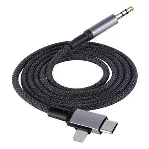 2 in 1 Lightning and USB C to 3.5mm Audio Auxiliary Jack Cable, Type C to Lightning 3.5mm Headphone Car Stereo Cable, Compatible with iPhone 16/15/14/13/12/11/X, Samsung Galaxy S24 S23 S22 S21 Note 20 2 in 1 Lightning and USB C to 3.5mm Audio Auxiliary Jack Cable, Type C to Lightning 3.5mm Headphone Car Stereo Cable, Compatible with iPhone 16/15/14/13/12/11/X, Samsung Galaxy S24 S23 S22 S21 Note 20