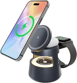 3-in-1 15W Qi2 Magnetic Wireless Charging Station for Apple Devices, Fast Charging Stand for iPhone 17 16 15 14 Pro Max, Apple Watch and AirPods, Desktop Charger with Sleep-Friendly Light 3-in-1 15W Qi2 Magnetic Wireless Charging Station for Apple Devices, Fast Charging Stand for iPhone 17 16 15 14 Pro Max, Apple Watch and AirPods, Desktop Charger with Sleep-Friendly Light