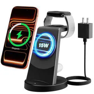 3-in-1 Magnetic Wireless Charger Stand for Apple, 15W Fast Charging Station for iPhone 17 16 15 14 13 Pro Max, AirPods, Watch-Desktop Stand with Sleep-Friendly Light, Ideal for Bedside & Desk 3-in-1 Magnetic Wireless Charger Stand for Apple, 15W Fast Charging Station for iPhone 17 16 15 14 13 Pro Max, AirPods, Watch-Desktop Stand with Sleep-Friendly Light, Ideal for Bedside & Desk