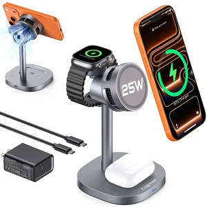 25W Qi2.2-Certified Wireless Charging Stand TEC Cooling High-Grade Alloy | 3 in 1 Fast Magnetic Wireless Charger Compatible with Magsafe, iPhone17/16/15/14/13/12, Apple Watch/AirPods,for Desk 25W Qi2.2-Certified Wireless Charging Stand TEC Cooling High-Grade Alloy | 3 in 1 Fast Magnetic Wireless Charger Compatible with Magsafe, iPhone17/16/15/14/13/12, Apple Watch/AirPods,for Desk
