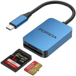 USB SD Card Reader, USB C 3.0 High Speed Dual Card Adapter Support DDR200 UP to 175MB/S, Compatible with V30 V60 V90 SD/TF Card, 2 Card Works Simultaneously for MacBook,iPhone USB SD Card Reader, USB C 3.0 High Speed Dual Card Adapter Support DDR200 UP to 175MB/S, Compatible with V30 V60 V90 SD/TF Card, 2 Card Works Simultaneously for MacBook,iPhone