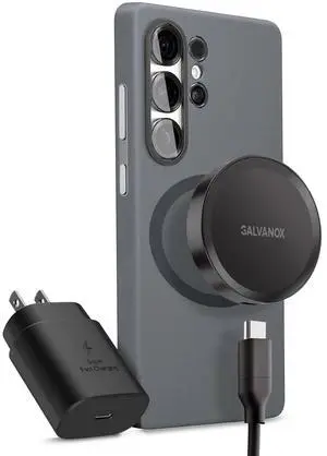 Magnetic Charger for Samsung Galaxy Phones, Fast Wireless Charging with Wall Adapter and 6Ft Cable (S25 Ultra, Plus/ S24 Ultra) Compatible with MagSafe, Black Magnetic Charger for Samsung Galaxy Phones, Fast Wireless Charging with Wall Adapter and 6Ft Cable (S25 Ultra, Plus/ S24 Ultra) Compatible with MagSafe, Black