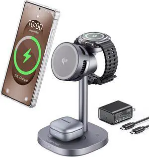 Magnetic Wireless Charger for Samsung, Qi2 Fast 15W Android 3 in 1 Charging Station TEC Cooling Compatible with Magsafe Charger for Galaxy S25 Ultra/S24/Z Fold 7/Flip7/Samsung Watch Ultra 8/Buds Magnetic Wireless Charger for Samsung, Qi2 Fast 15W Android 3 in 1 Charging Station TEC Cooling Compatible with Magsafe Charger for Galaxy S25 Ultra/S24/Z Fold 7/Flip7/Samsung Watch Ultra 8/Buds