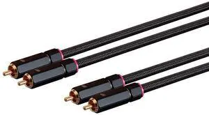 Male RCA Two Channel Stereo Audio Cable - Gold Plated Connectors, Double Shielded, 6 Feet, Black - Onix Series Male RCA Two Channel Stereo Audio Cable - Gold Plated Connectors, Double Shielded, 6 Feet, Black - Onix Series